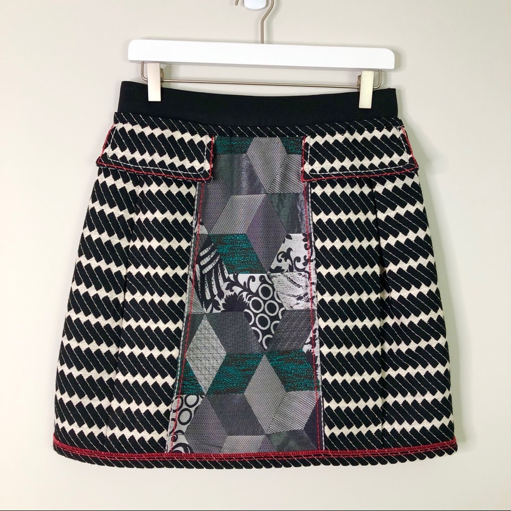 Desigual Textured Print Aline Pleated Skirt